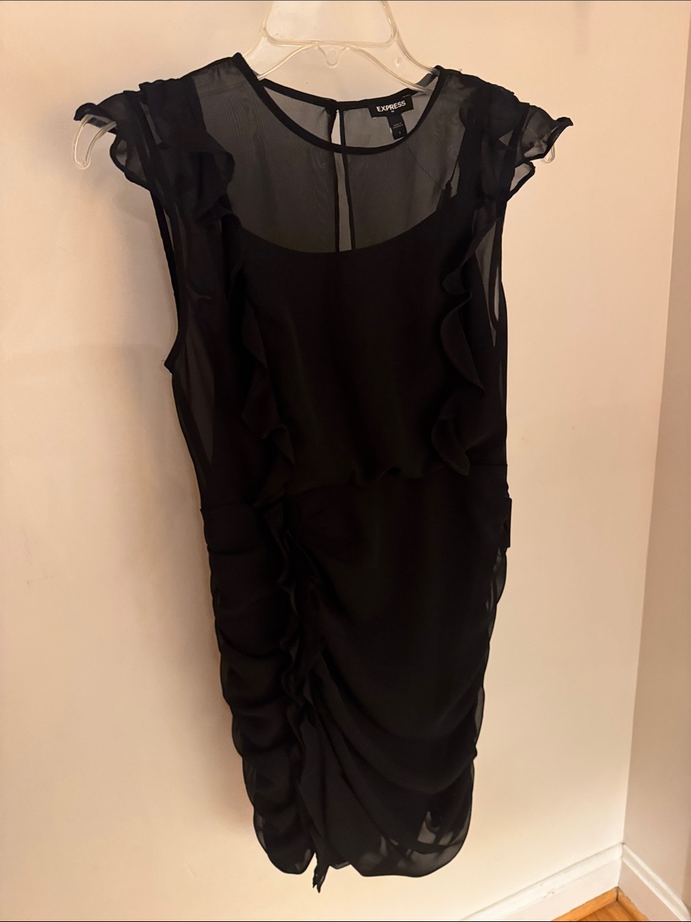 Express Black Ruffle Midi Dress